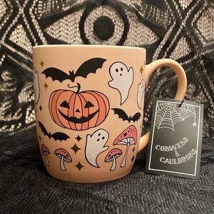 Pastel Peach Halloween Pumpkins & Mushrooms Smooth Matte Soft Touch Coffee Mug